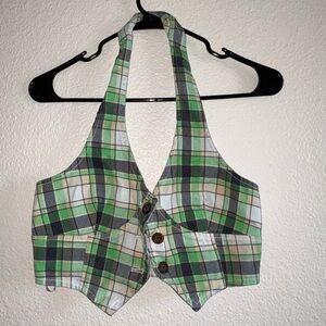 Forever 21 Gray and Green Plaid Top